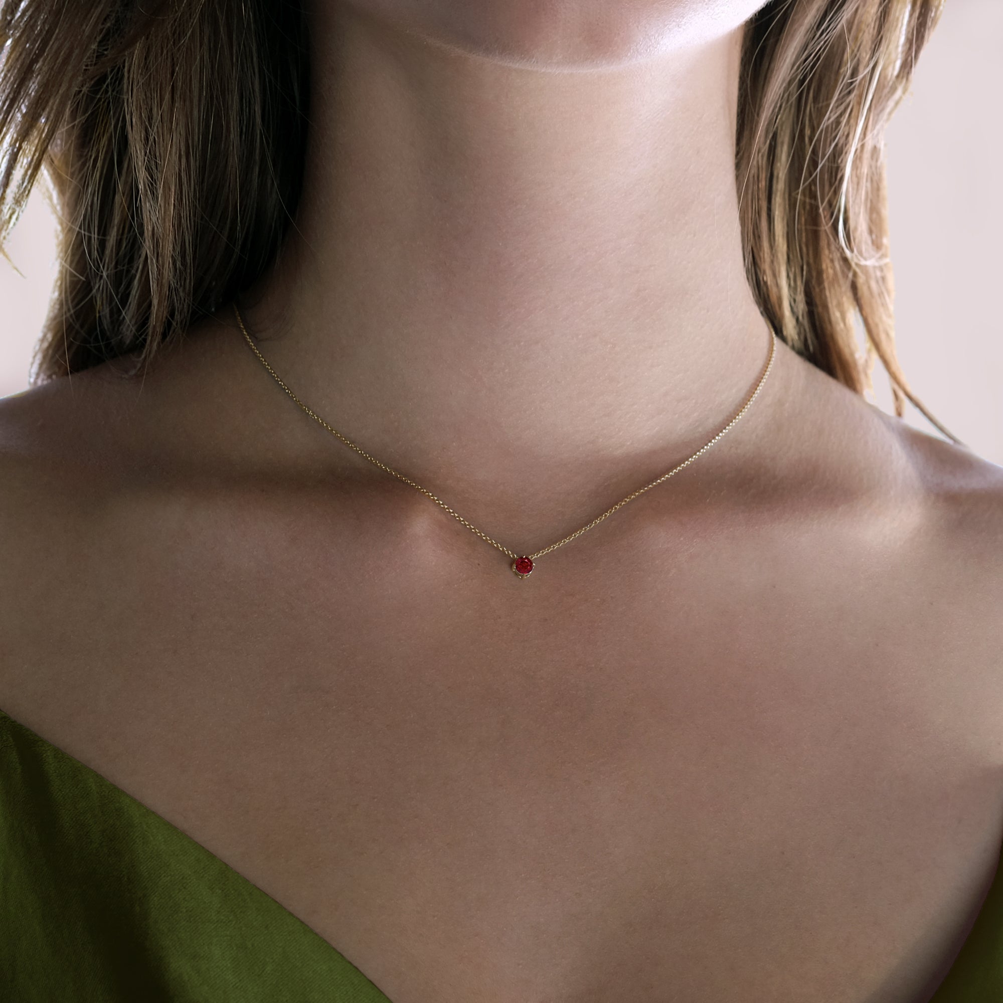 Collier Solitaire Ruby - or rouge 18k - AGUADEORO
