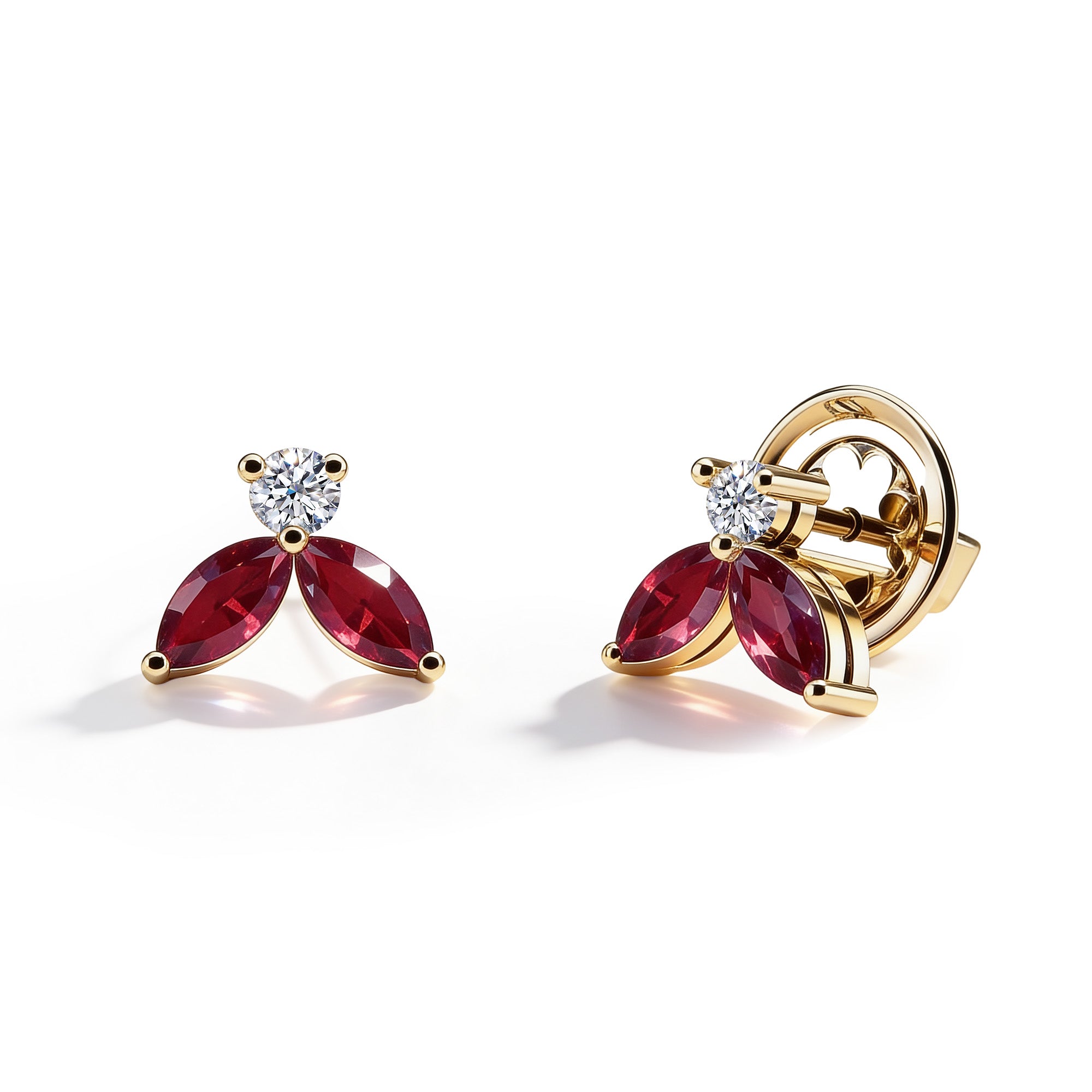Earrings Little Bees Rouge 1.00 carat - Yellow gold 18k