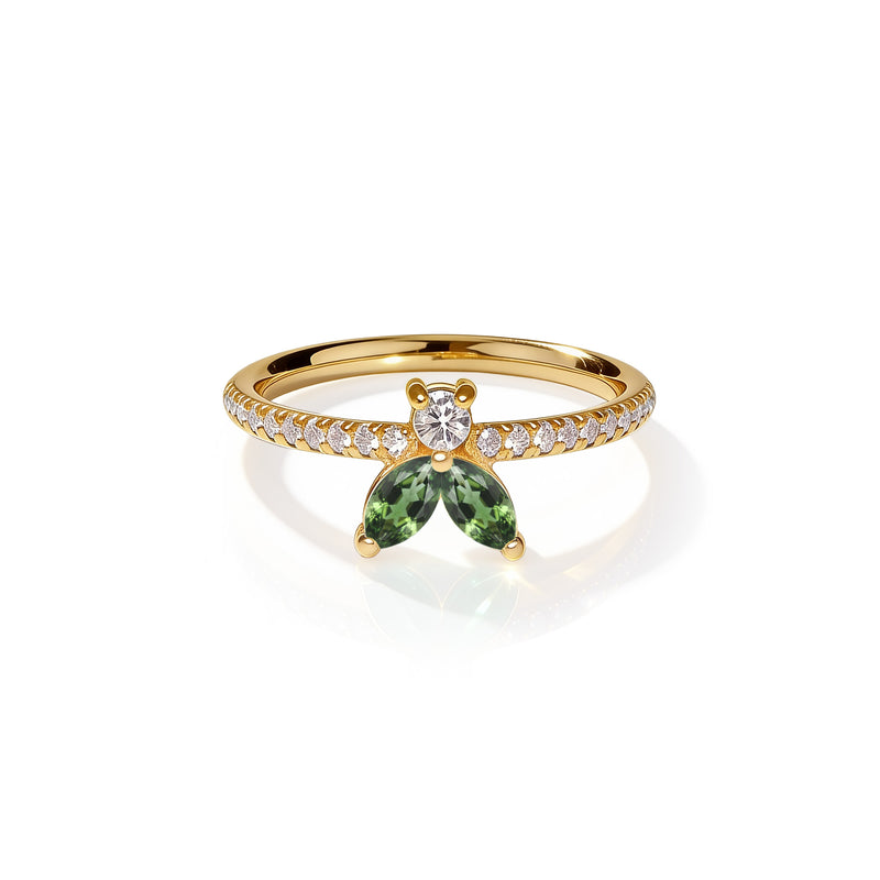 The Fancy Little Bee Tourmaline Vert antique - Yellow Gold 18k