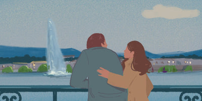 Blue Saphire ring Geneva lake couple getting engaged 