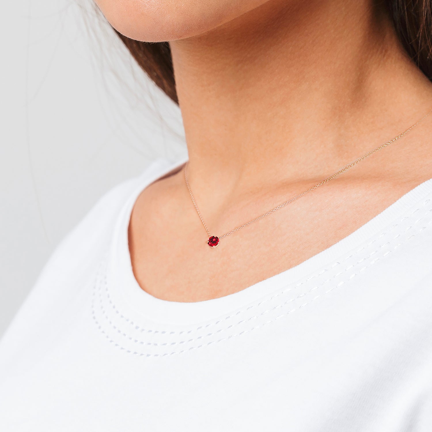 Collier Solitaire Ruby - or rouge 18k - AGUADEORO