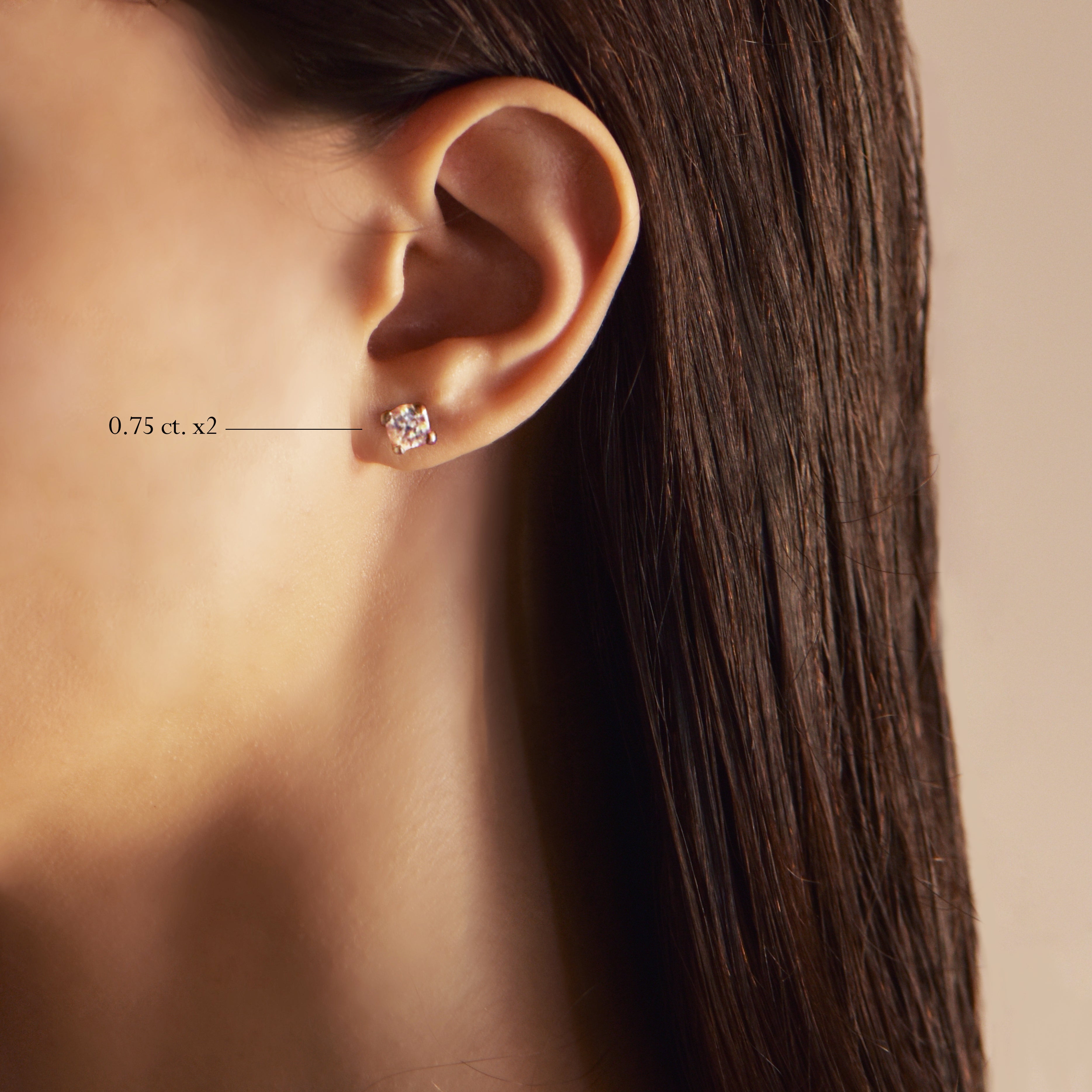Boucles d'oreilles Clous 0.40-0.75 cts - or jaune 18k - AGUADEORO