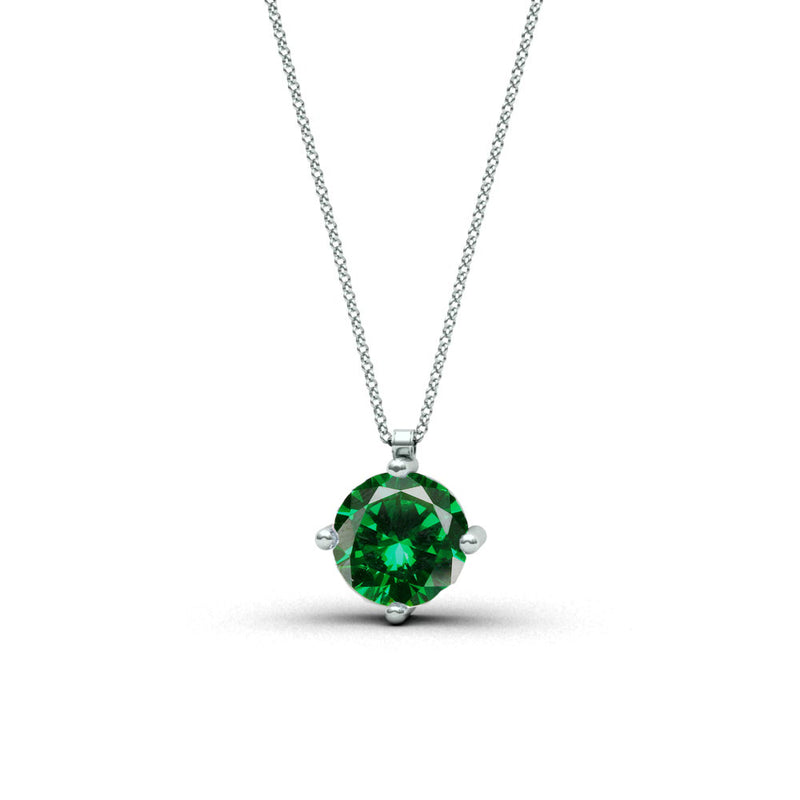Collier Solitaire Emerald - or blanc 18k - AGUADEORO