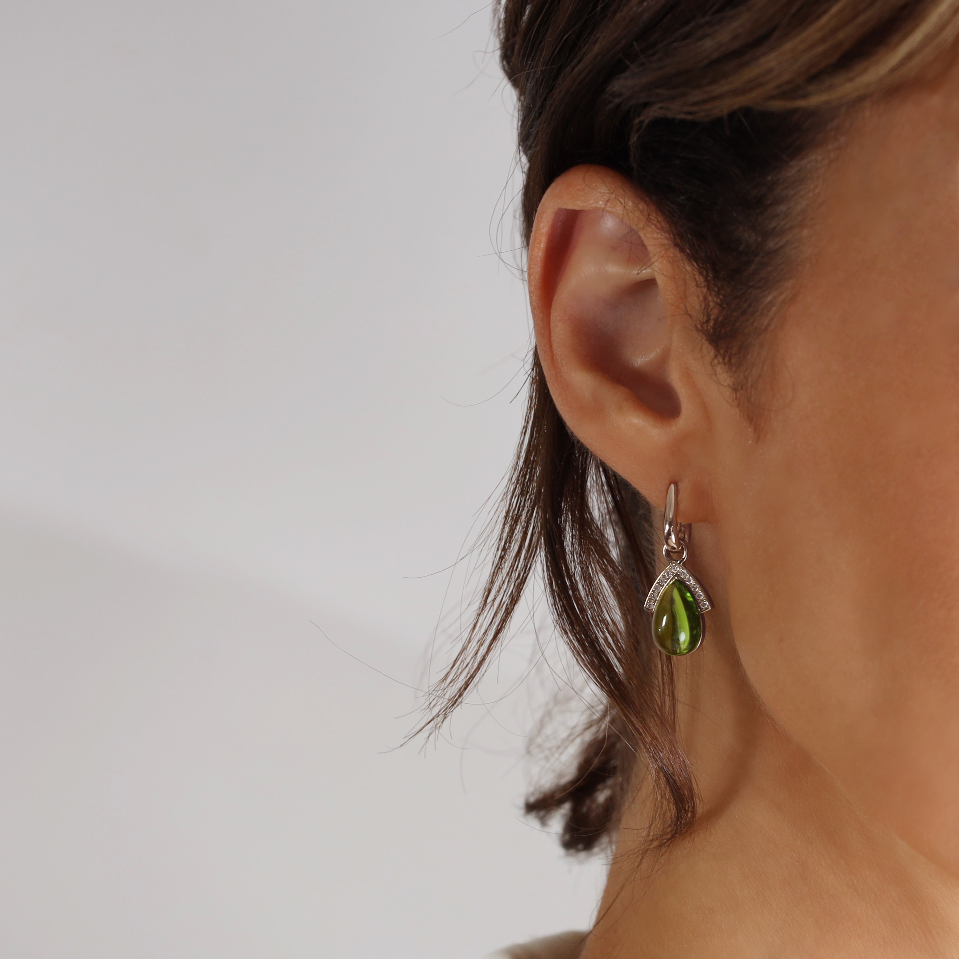 Boucles d'oreilles Olive A - or blanc 18k - AGUADEORO