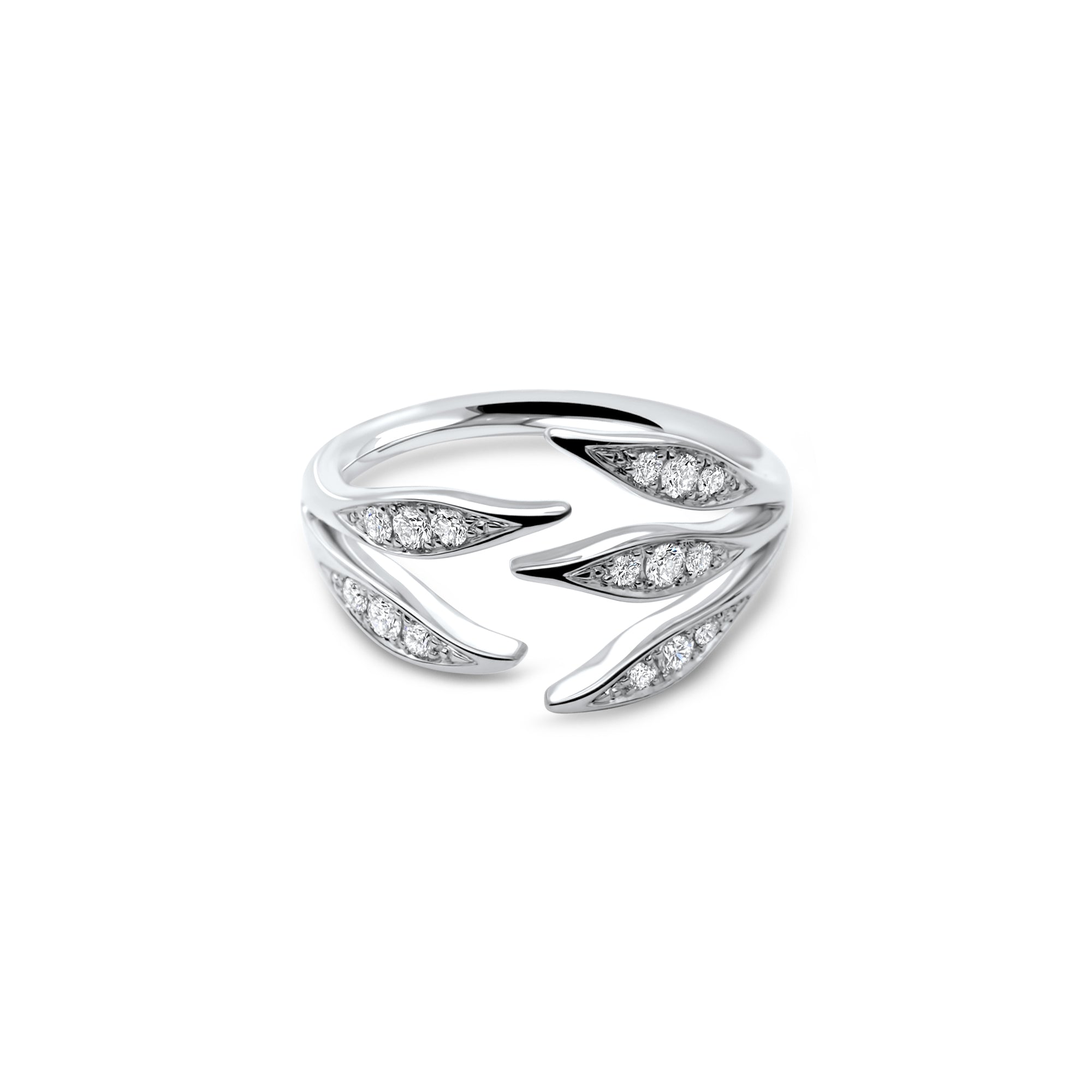Bague en or 18K en forme de couronne de laurier sertie de diamants Linea Verde.