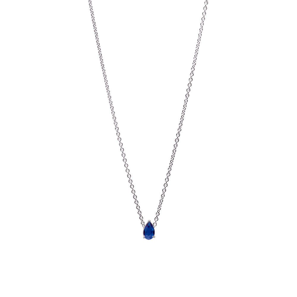Collier The Little Tear of Joy Light Blue Sapphire 0.30ct - or blanc 18k - AGUADEORO