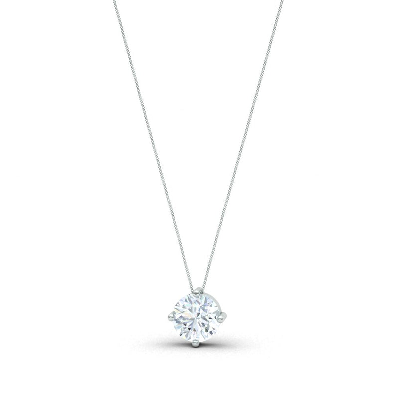 Collier Solitaire 0.15-0.90 carats - or blanc 18k - AGUADEORO