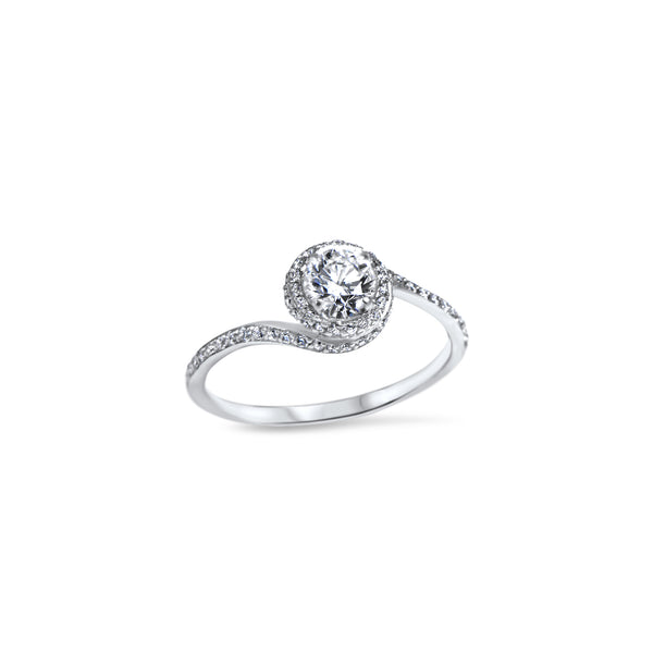 Solitaire Centifolia donc les fines branches du corps de bague entourent un merveilleux diamant de culture de 0.50ct. dans un tourbillon de diamants sertis en micropavé. 
