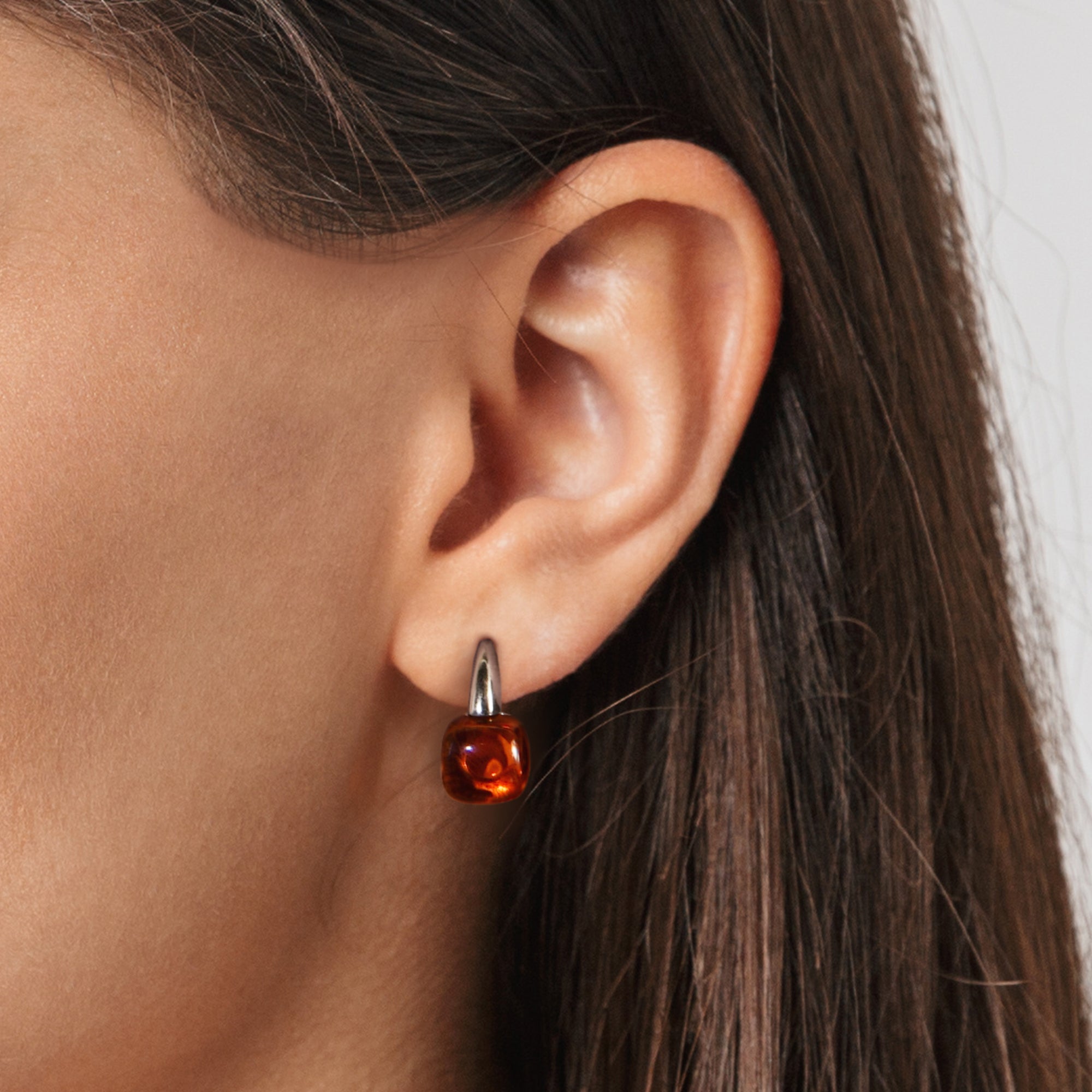 Boucles d'oreilles Ojos Asi Orange Sapphire - or blanc 18k - AGUADEORO