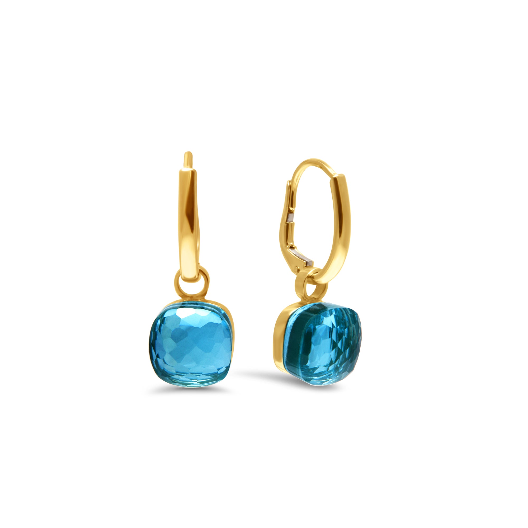 Boucles d'oreilles The Big Square Honeycomb Light Blue Tourmaline  - or jaune 18k - AGUADEORO