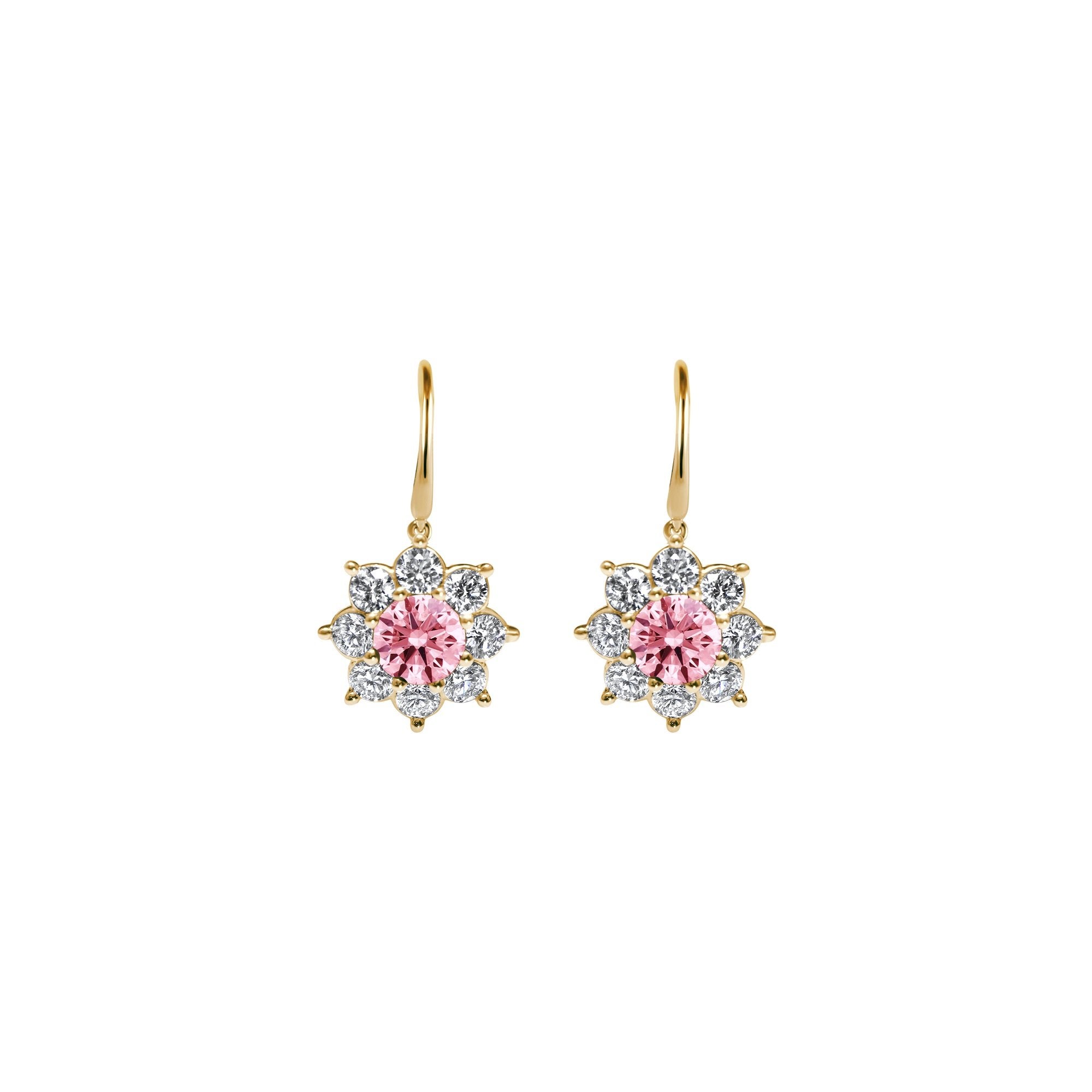 Boucles d'oreilles The Blooming Pink Flower 0.25 - or jaune 18k - AGUADEORO