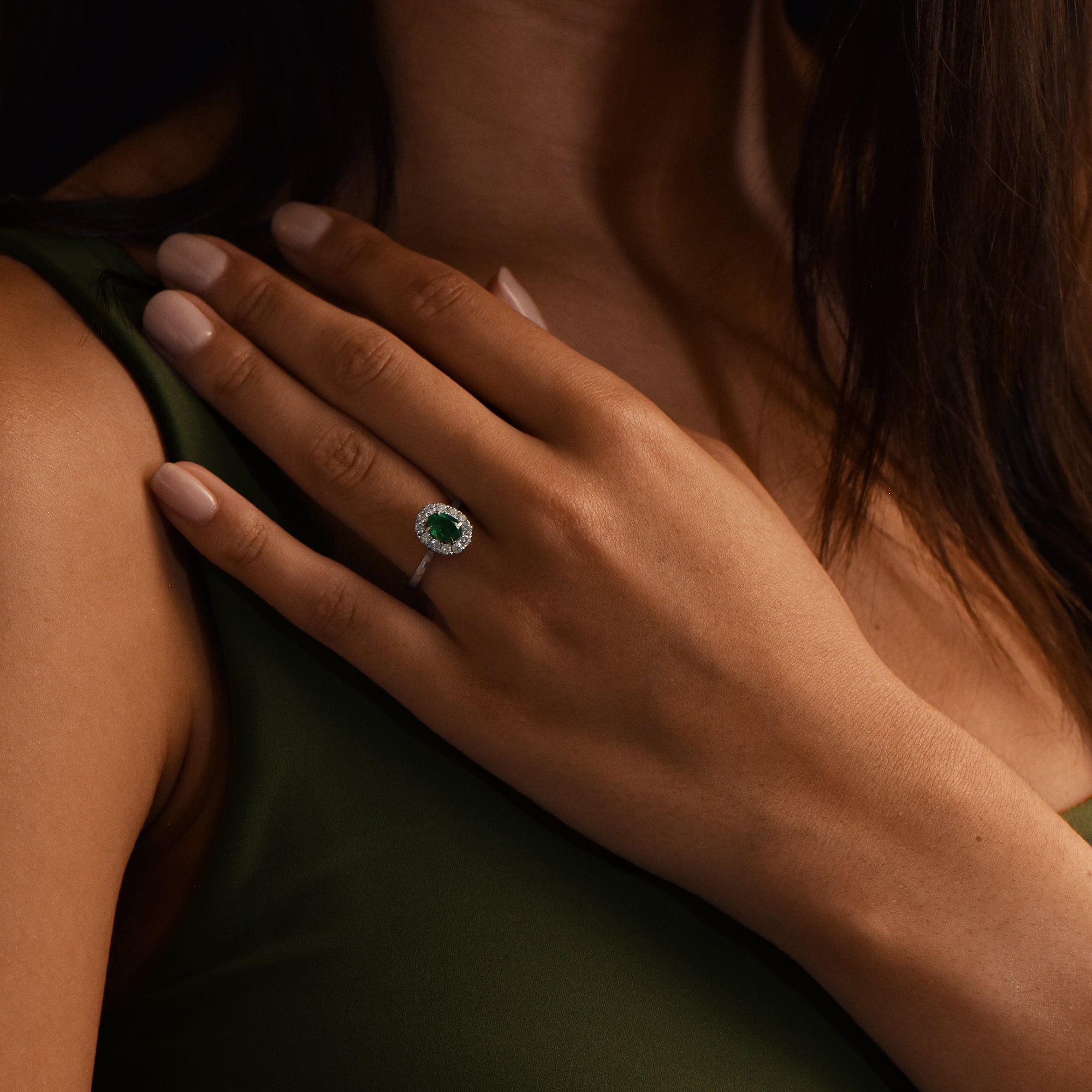 The Unique Green Leaf 0.75 carats - platine 950 - AGUADEORO